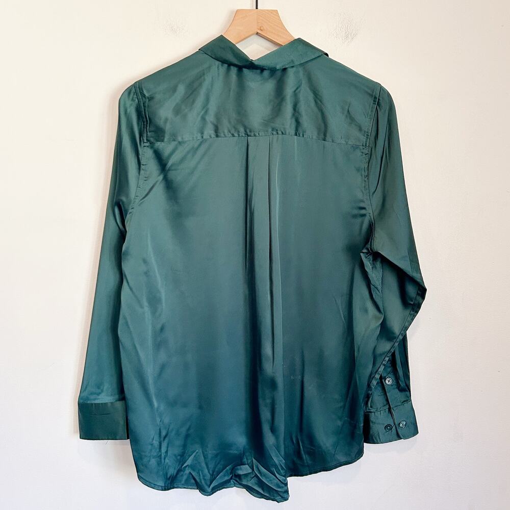 Equipment Essential Satin Button Up Blouse Green Size M - Picture 4 of 5